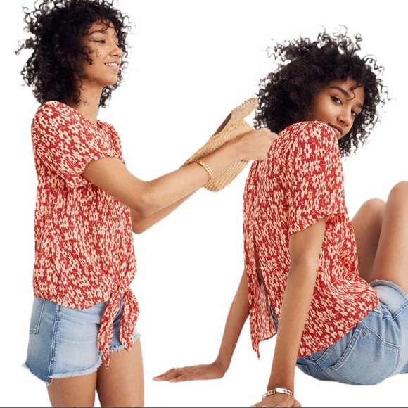 red and white floral madewell top - Picture 1 of 4